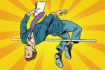 Image showing Businessman high jump