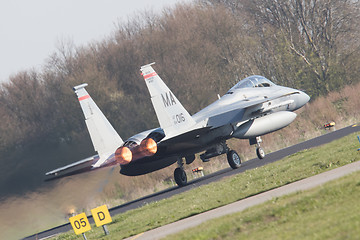 Image showing LEEUWARDEN, NETHERLANDS - APRIL 11, 2016: US Air Force F-15 Eagl