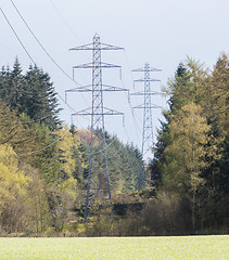 Image showing Large electric pylons