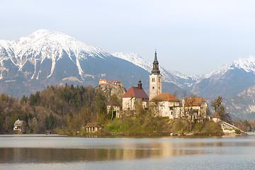 Image showing Lake Bled with island church, Slovenia, Europe.