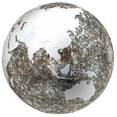 Image showing Asia on translucent Earth