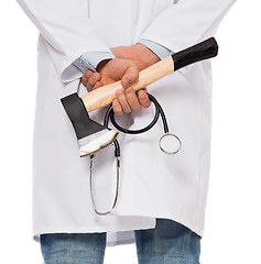 Image showing Evil medic holding a small axe