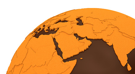 Image showing Middle East on chocolate Earth