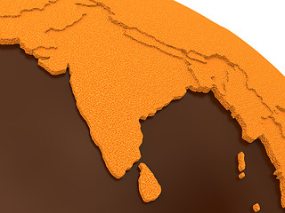 Image showing India on chocolate Earth