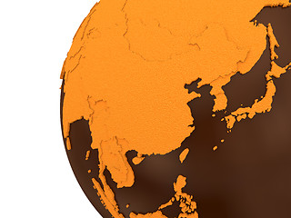 Image showing Asia on chocolate Earth