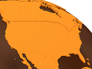 Image showing USA on chocolate Earth