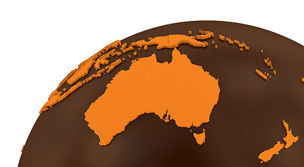 Image showing Australia on chocolate Earth