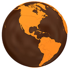 Image showing Americas on chocolate Earth