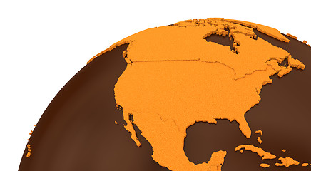 Image showing North America on chocolate Earth