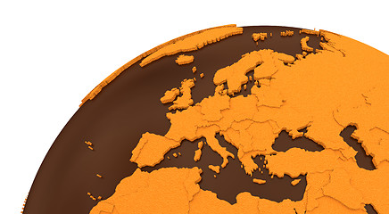 Image showing Europe on chocolate Earth