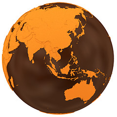 Image showing Asia on chocolate Earth