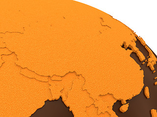 Image showing China on chocolate Earth