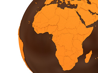 Image showing Africa on chocolate Earth