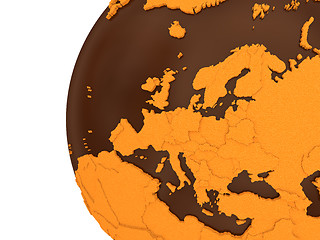 Image showing Europe on chocolate Earth