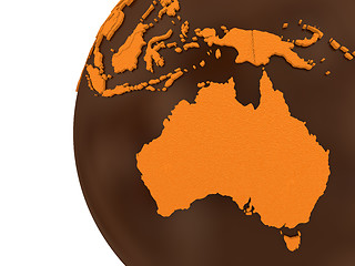 Image showing Australia on chocolate Earth