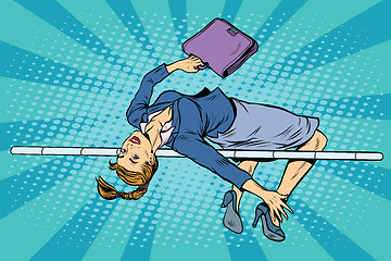 Image showing businesswoman high jump