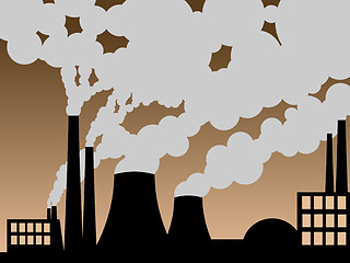 Image showing vector illustration of a factory belching out pollution