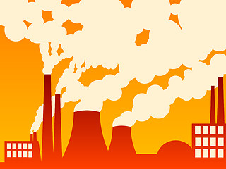 Image showing vector illustration of a factory belching out pollution