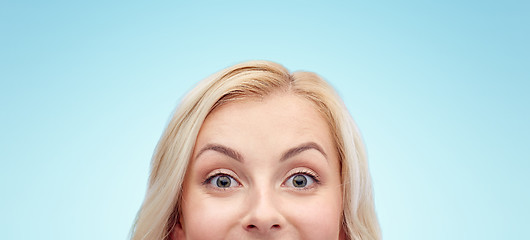 Image showing happy young woman or teenage girl face