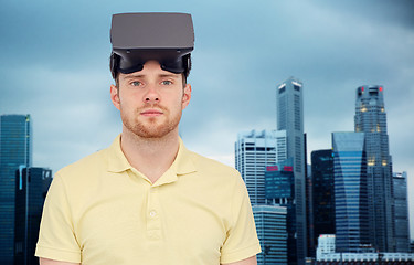 Image showing man in virtual reality headset or 3d glasses