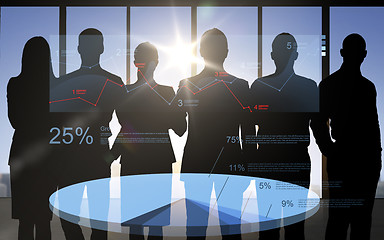 Image showing business people silhouettes with pie chart