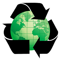 Image showing Planet Earth with Recycle Symbol