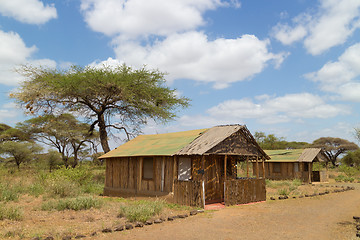 Image showing Traditional african safari tourist lodge.