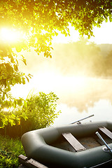 Image showing Boat on river bank