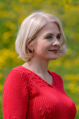 Image showing Blonde in a red pullover