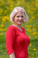 Image showing Blonde in a red pullover