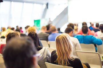 Image showing Male speeker having talk at public event.