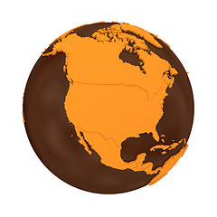 Image showing North America on chocolate Earth