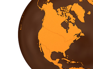 Image showing North America on chocolate Earth