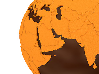 Image showing Middle East on chocolate Earth