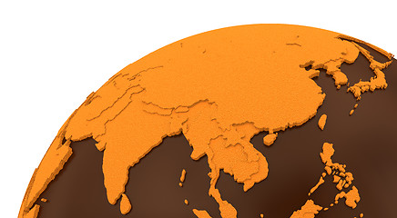 Image showing Asia on chocolate Earth