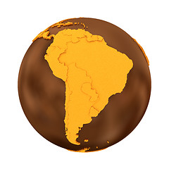 Image showing South America on chocolate Earth