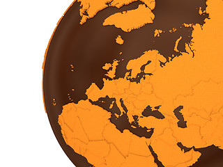 Image showing Europe on chocolate Earth