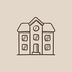 Image showing Two storey detached house sketch icon.