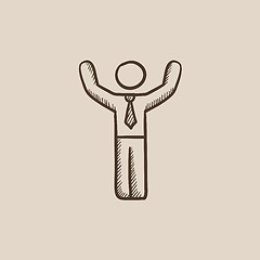 Image showing Man with raised arms sketch icon.