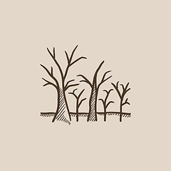 Image showing Tree with bare branches sketch icon.