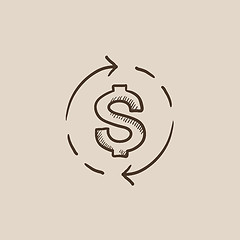 Image showing Dollar symbol with arrows sketch icon.
