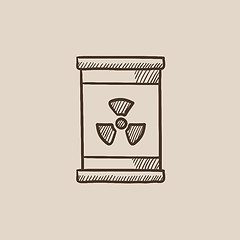 Image showing Barrel with ionizing radiation sign sketch icon.