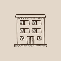 Image showing Residential building sketch icon.
