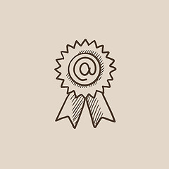 Image showing Award with at sign sketch icon.
