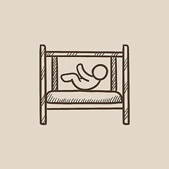 Image showing Baby laying in crib sketch icon.