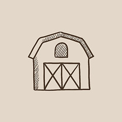 Image showing Farm building sketch icon.