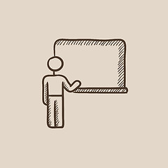 Image showing Professor pointing at blackboard sketch icon.