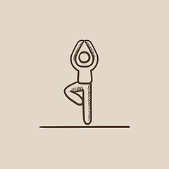 Image showing Man practicing yoga sketch icon.