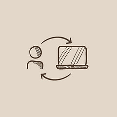 Image showing Online education sketch icon.