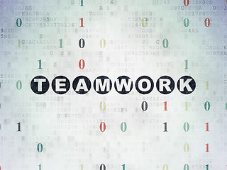 Image showing Finance concept: Teamwork on Digital Data Paper background